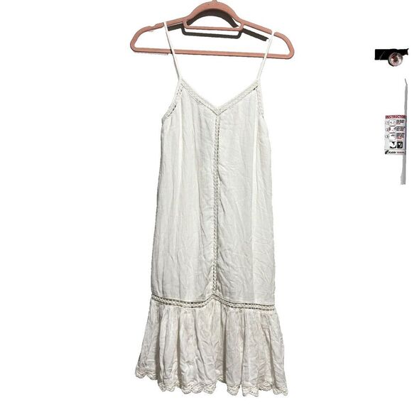 Cupcakes & Cashmere Womens White Drop Waist Coast Crochet Frill Sundress XS - Picture 4 of 10